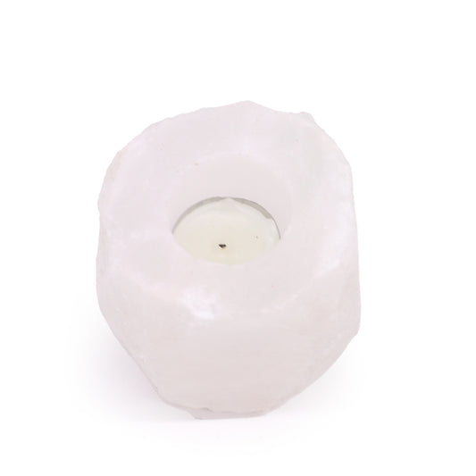 White crystal rock Himalayan Salt Candle Holder 600-800g